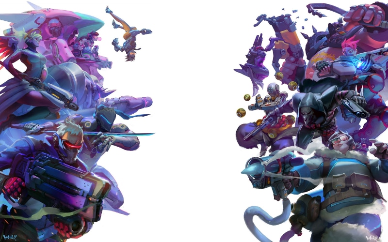 video games, Overwatch, Tracer (Overwatch), Widowmaker (Overwatch), Soldier  76 (Overwatch), Mei (Overwatch), D.Va (Overwatch), Mercy (Overwatch), Zarya (Overwatch)