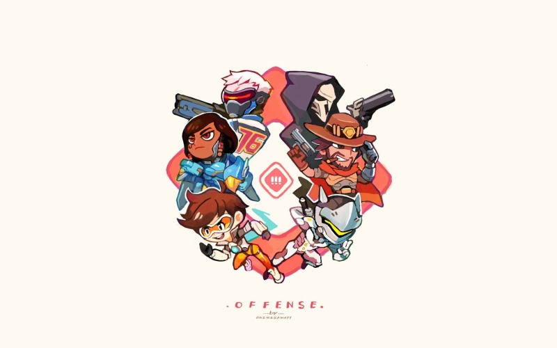 art and craft, copy space, human representation, 1080P, Pharah (Overwatch), creativity, happiness, text, offense, McCree (Overwatch), large group of objects