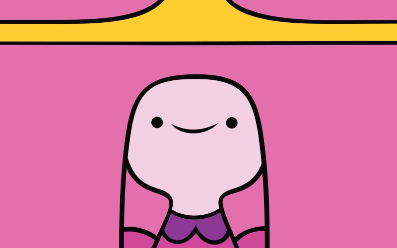bubblegum, human face, Princess Bubblegum, fun, close-up, anthropomorphic smiley face, black color, art and craft, human representation, colored background