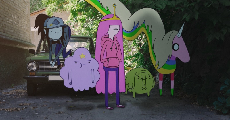 day, mural, men, human representation, full length, Lady Rainicorn, childhood, architecture, multi colored, real people, graffiti, Lumpy Space Princess