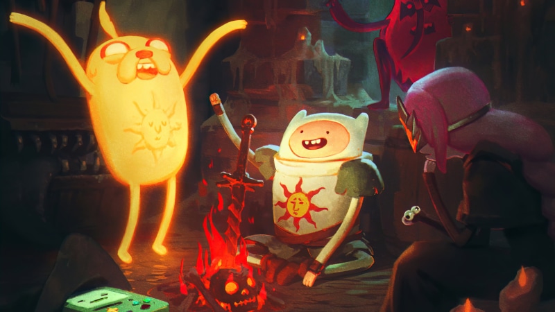Adventure Time, Princess Bubblegum, Finn the Human, Cartoon Network, Jake, 4K, Dark Souls