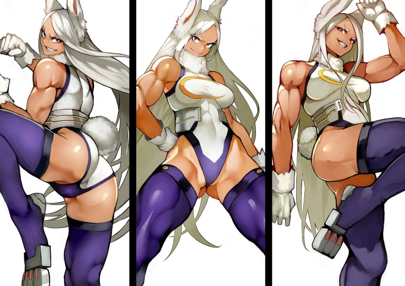 Boku no Hero Academia, 4K, superheroines, bunny tail, white hair, bunny ears, bunny costume, leotard, Usagiyama Rumi, Boku no hero, bunny girl