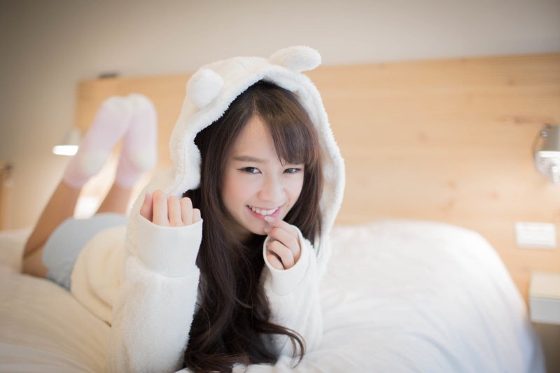 bed, Asian, women, bunny ears, lying on front, 5K