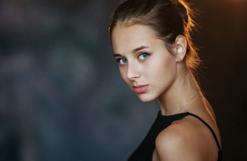 beautiful woman, blue eyes, hair, brown hair, one person, contemplation, young women, make-up, 1080P, Olesya Grimaylo, adult, headshot, beautiful people