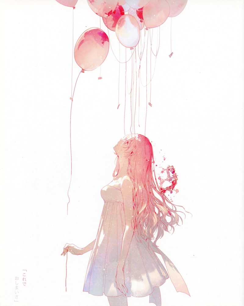 nature, balloon, abstract, mid-air, flowers, digital, splashing, multi colored, paint, splattered, anime, holding, flowing, white background, 2K, pink color