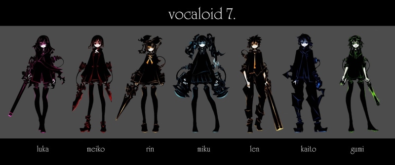 2K, still life, choice, indoors, panoramic, representation, variation, technology, no people, Megurine Luka, female likeness, Kagamine Len, characters