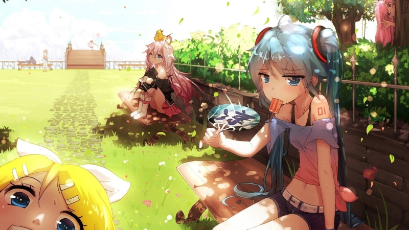 Vocaloid, Hatsune Miku, Megurine Luka, fan art, 1080P