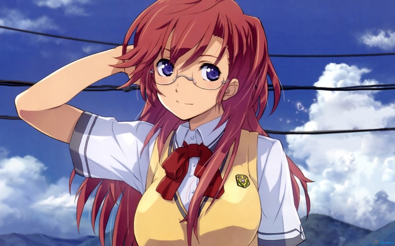 waist up, looking at camera, leisure activity, glasses, meganekko, cloud - sky, representation, day, sky, clothing, redhead, real people, 2K, mask, nature