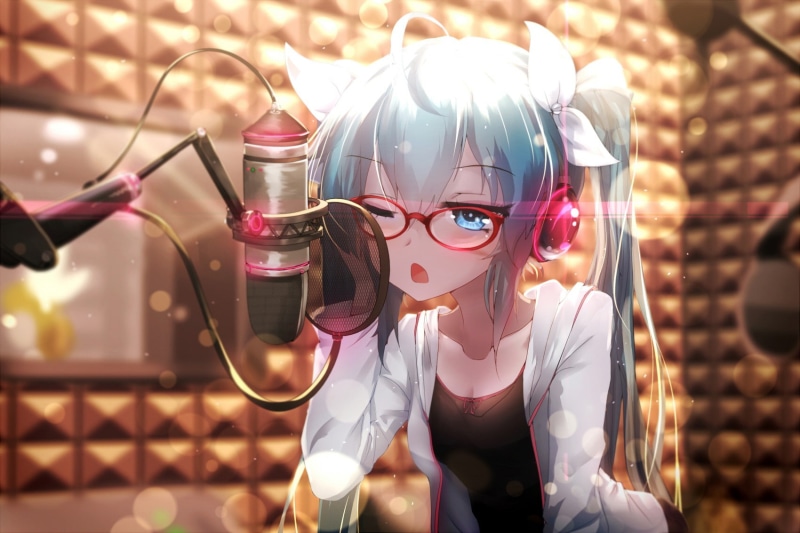 white, character, anime, female, miku, haired, glasses, meganekko, vocaloid, twintails, hatsune, 720P, hatsune miku