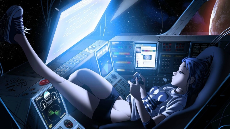 anime, anime girls, video games, futuristic, 2K, science fiction, fantasy art, controllers, panties, Game Babe