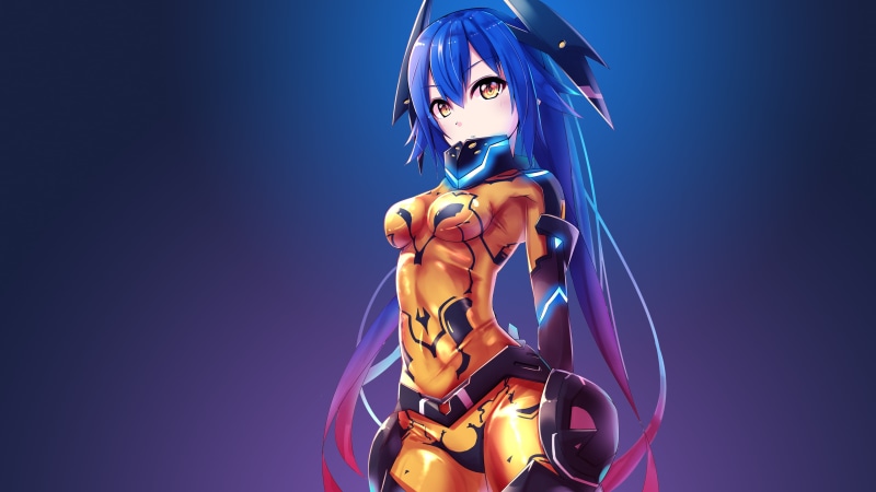 Blue Hair, Phantasy Star Online 2, Phantasy Star, Phantasy Star Online, Bodysuit, Quna (Phantasy Star), Girl, Long Hair, Blush, 4K