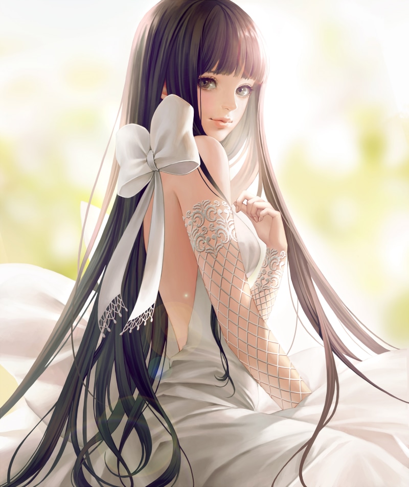 hairstyle, glamour, clothing, portrait, Anime, hair, fashion, looking at camera, outdoors, 4K, anime girl, beautiful woman, women, beautiful people, black hair