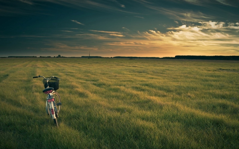 summer, non-Urban Scene, gray, beauty In Nature, 1080P, scenics - nature, scenics, bicycle, travel, sunrise - Dawn, grass, bike, evening, recreational Pursuit