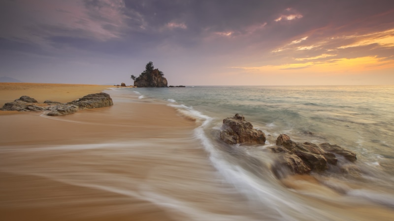sky, coastline, morning, shore, shutter speed, water, sand, long exposure, wave, beach, ocean, coast, photography, dawn, sea, 4K, long exposure photography