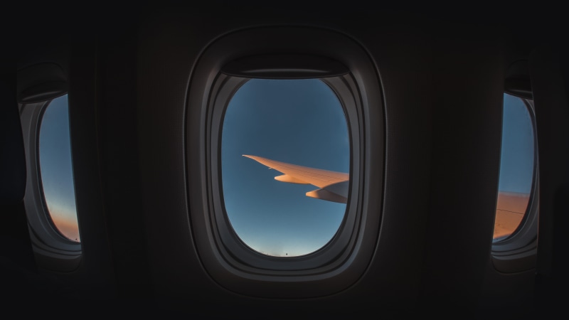 geometric shape, journey, ramon kagie, airplane, aircraft wing, window, klm, sunset, porthole, flare, air vehicle, clear sky, curtain, travel, flying, private airplane
