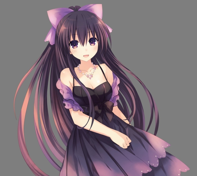 females, portrait, real people, black background, one person, indoors, pink color, human representation, black dress, standing, Yatogami Tohka, clothing
