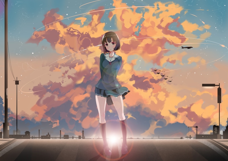 casual clothing, real people, school, outdoors, Katou Megumi , full length, nature, clouds, wearing, lifestyles, childhood, one person, leisure activity