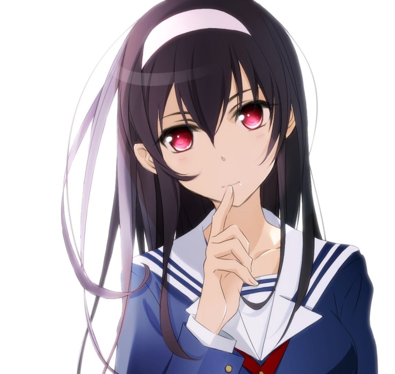 glasses, front view, beautiful woman, young women, red eyes, Kasumigaoka Utaha, one person, women, 480P, white background, close-up, clothing, sunglasses