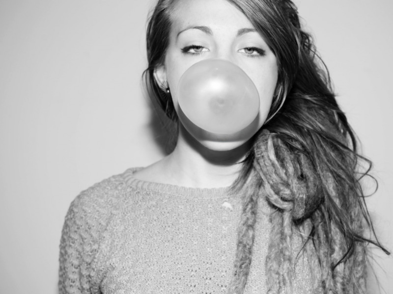 dreadlocks, looking at viewer, 1080P, women, monochrome, bubble gum