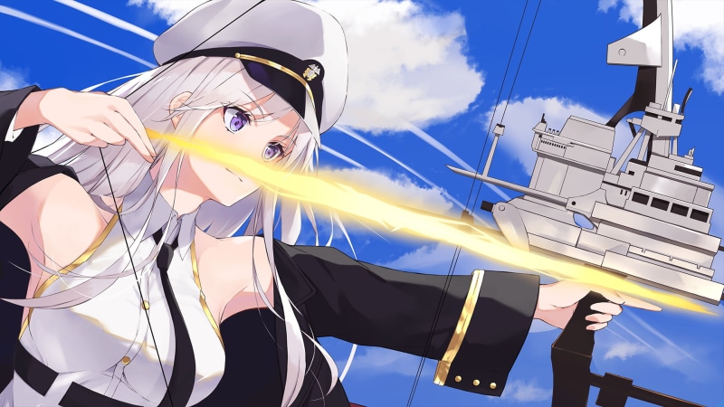 Long Hair, 1080P, Anime, Purple Eyes, White Hair, Azur Lane, Enterprise (Azur Lane), Bow