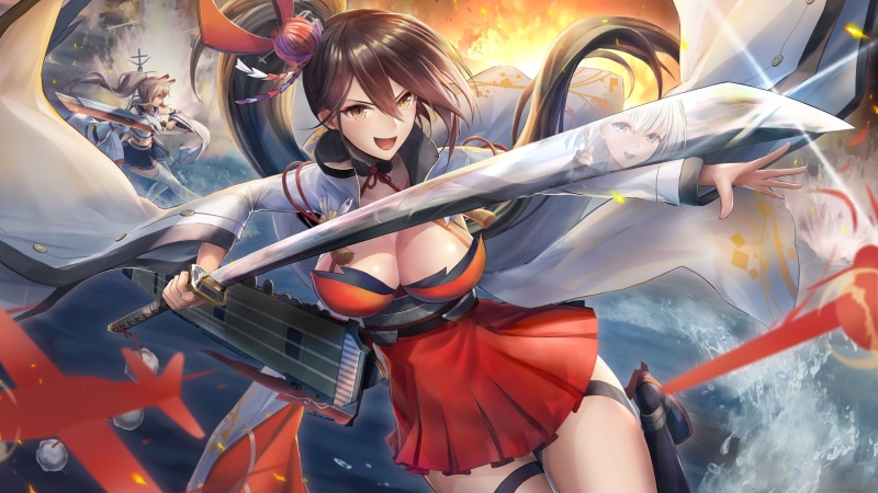 2K, Azur Lane, Anime, Girl, Sword