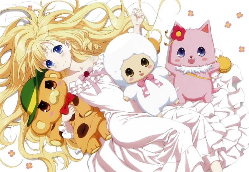 childhood, toy, Macaron (Amagi Brilliant Park), close-up, Anime, human representation, white color, white background, Moffle (Amagi Brilliant Park), art and craft