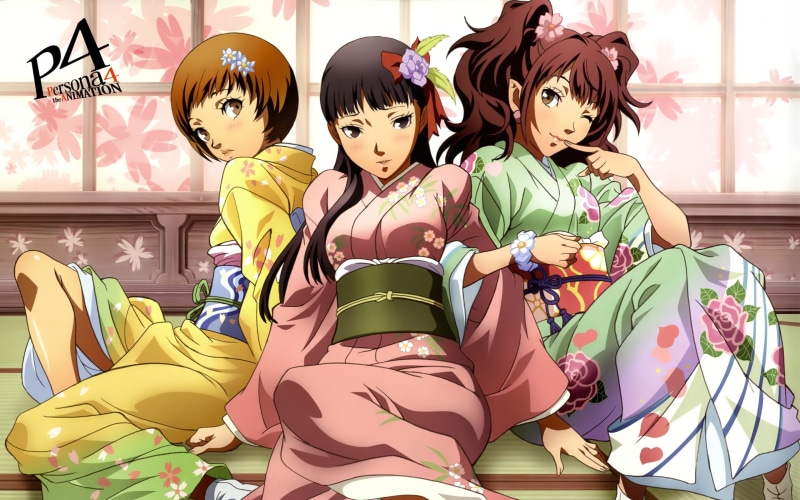 anime, 4, yukiko, kimono, hd, 2K, video games, kujikawa, amagi, chie, persona, rise, satonaka