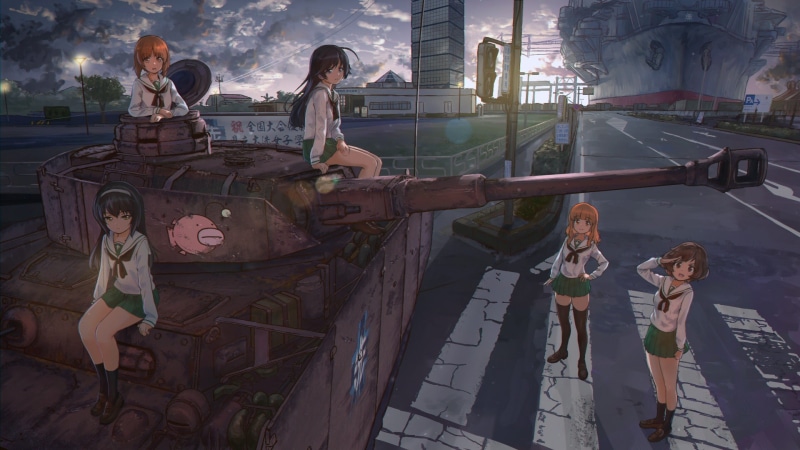 Nishizumi Miho, anime girls, Reizei Mako, females, togetherness, girls, young women, architecture, real people, Takebe Saori, anime, 1080P, outdoors, leisure activity