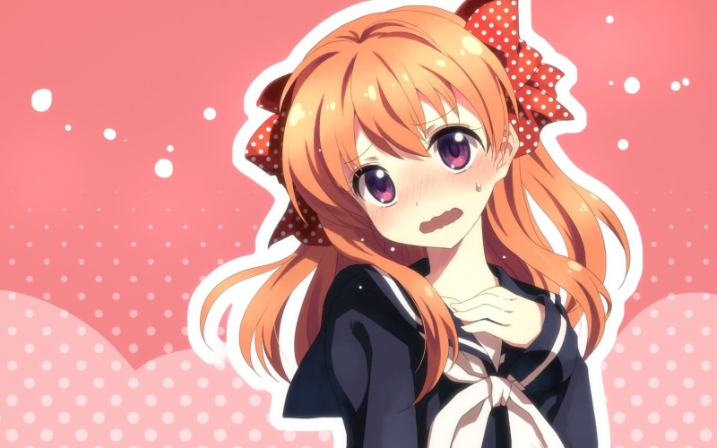 red, 1080P, character, female, event, studio shot, Gekkan Shoujo Nozaki-kun, anime girls, Sakura Chiyo, indoors, anime, school uniform, toy, illustration