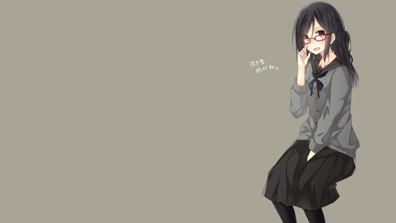 glasses, original characters, hair, school uniform, school, anime girls, black, yamasuta, 1080P, original, black hair, characters, uniform, background