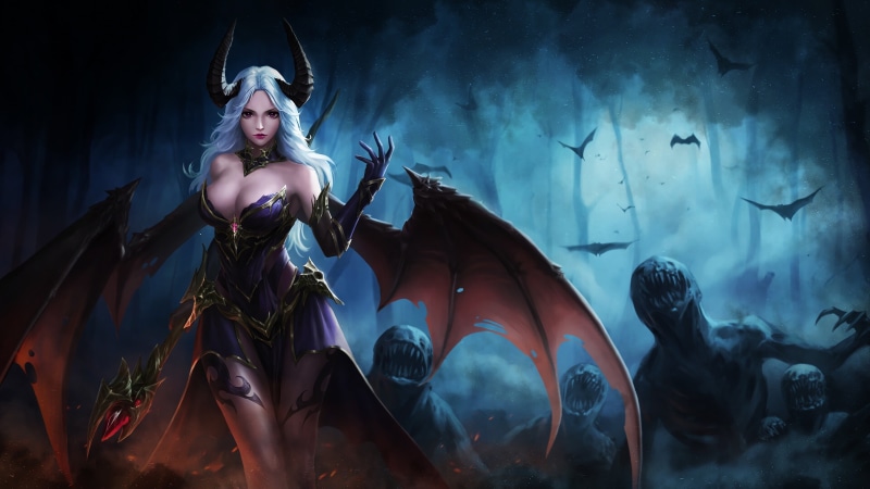 Woman, Wings, Horns, Girl, 4K, Demon, Dark