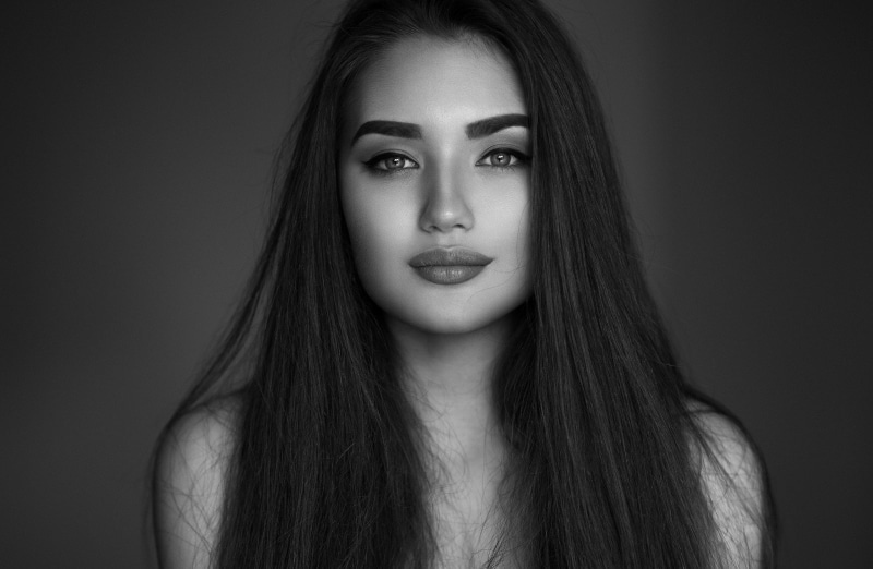 1080P, monochrome, Ulyana Mokraya, face, women, portrait