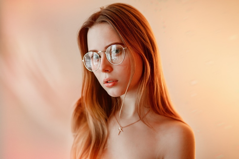 hairstyle, 1080P, young adult, portrait, long hair, face, woman, hair, simple background, looking at camera, one person, women with glasses, adult, beauty