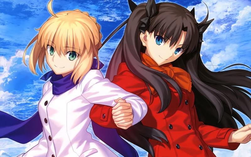 waist up, Tohsaka Rin, Saber, mask - disguise, mask, boys, protection, disguise, child, day, people, two people, childhood, outdoors, security, lifestyles