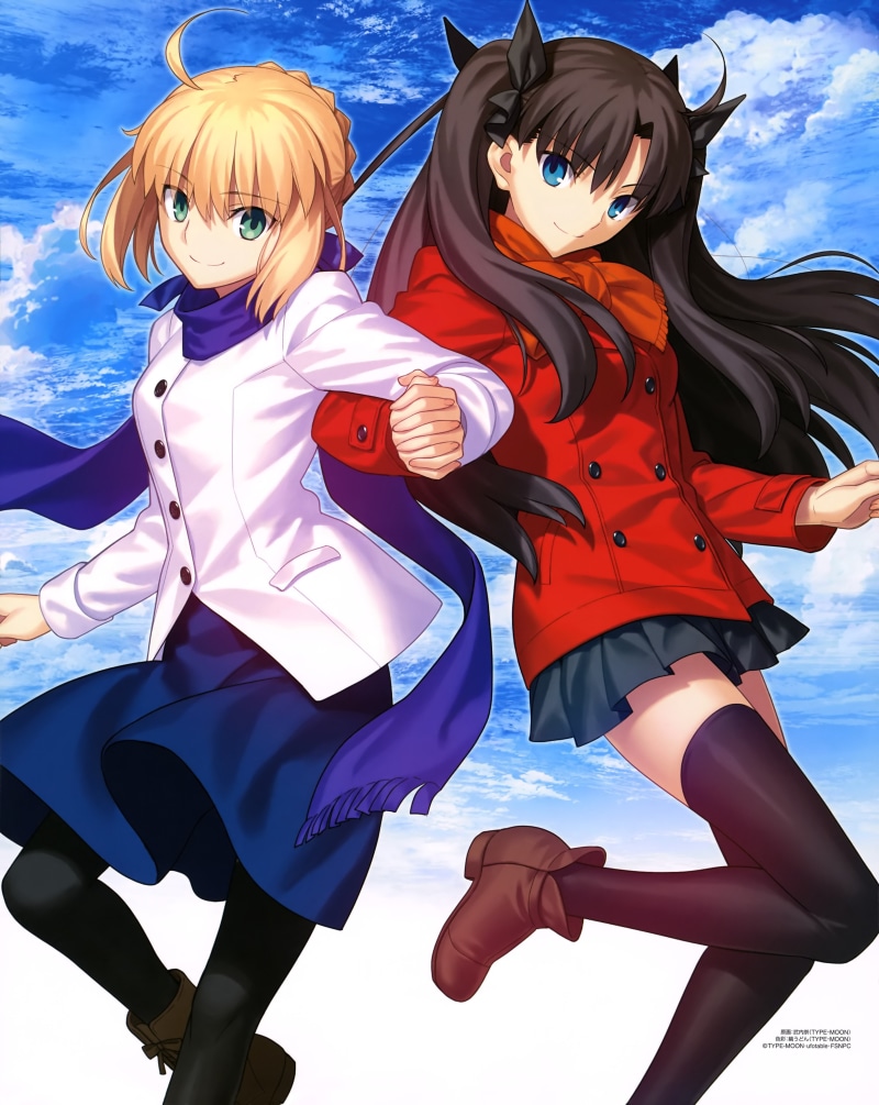 lifestyles, hair, costume, females, young women, Fate/Stay Night: Unlimited Blade Works, two people, 4K, togetherness, Fate Series, people, hairstyle