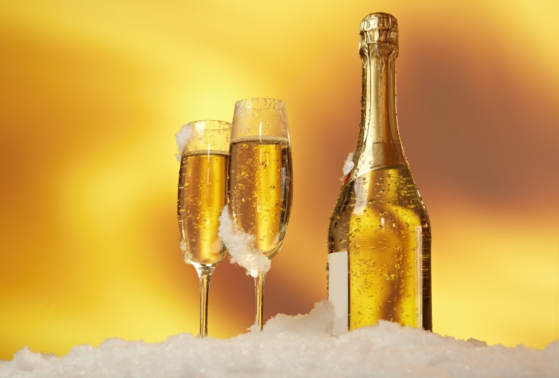 ice, Food, wine, top, crushed ice, 4K, gold Colored, Wall, two, crushed, bottle, wine bottle, flute, drink, celebration, alcohol, champagne flute, champagne