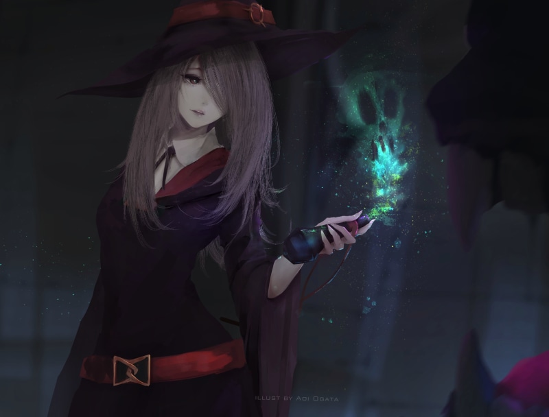 illuminated, witch hat, women, light, three quarter length, 4K, young adult, holding, lifestyles, motion, real people, little witch academia, firework - man made object