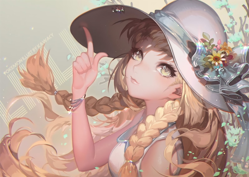 close-up, braids, beautiful woman, Anime, semi realistic, lillie, women, pokemon, real people, looking, hat, beauty, young adult, one person, indoors, hairstyle