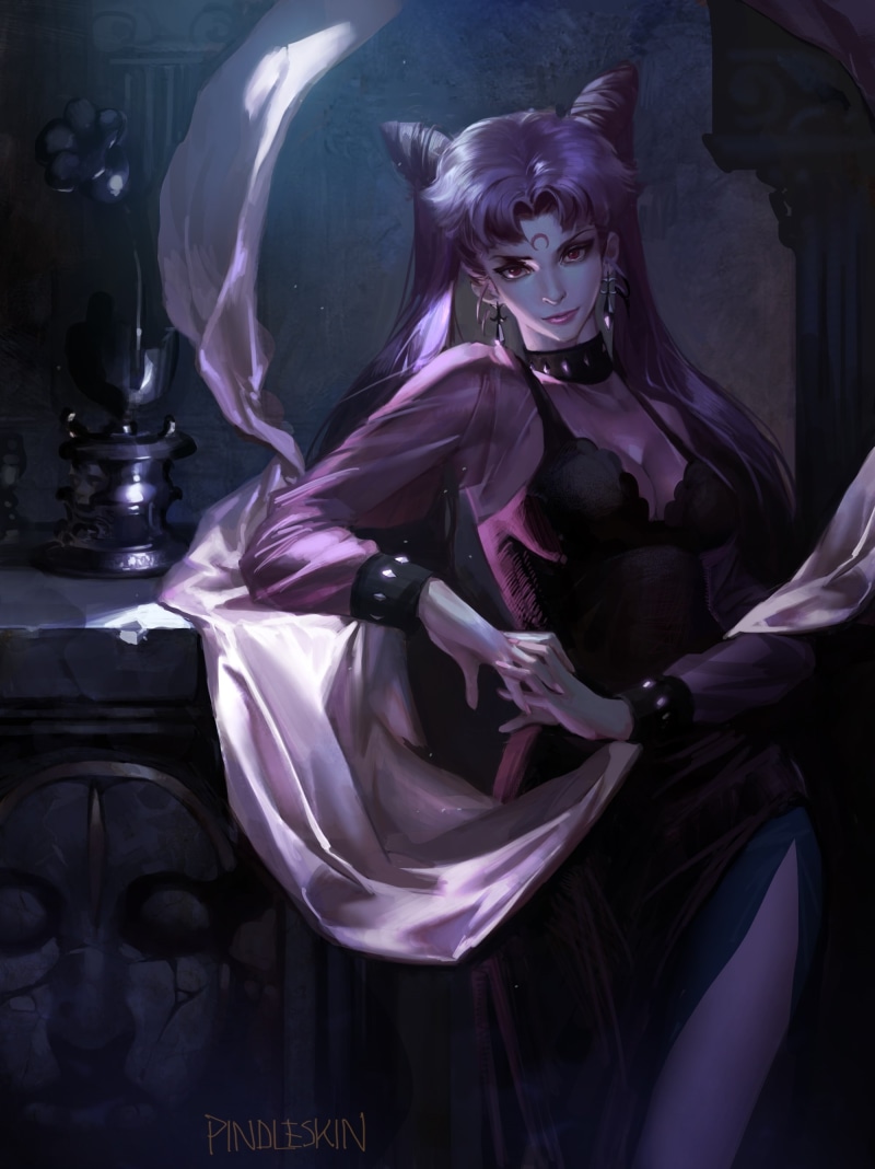 mystery, 2K, black lady, sailor moon, costume, Anime, spooky, celebration, black dress, art and craft, statue, artwork, women, night, sculpture, semi realistic
