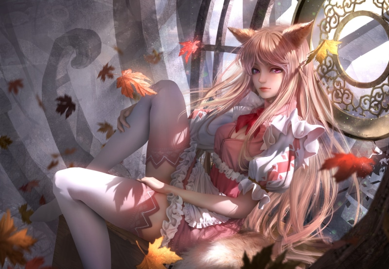 lying down, fox girl, three quarter length, relaxation, high angle view, women, 2K, girls, hairstyle, blonde, child, casual clothing, anime girl, real people