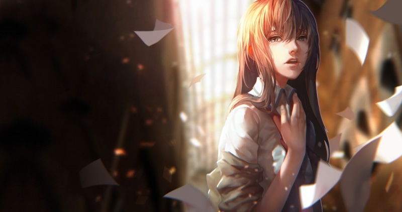 720P, makise kurisu, semi realistic, papers, steins gate, Anime
