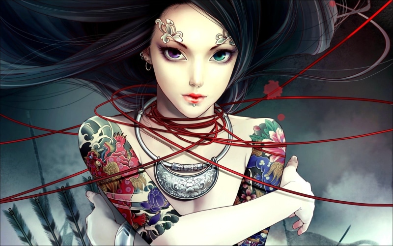 women, red, beautiful woman, adult, human representation, looking at camera, one person, 1080P, beauty, Anime, young adult, portrait, anime girl, lipstick