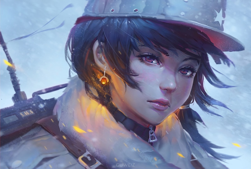short hair, close-up, fantasy women, 1080P, raining, earrings, Fantasy, semi realistic