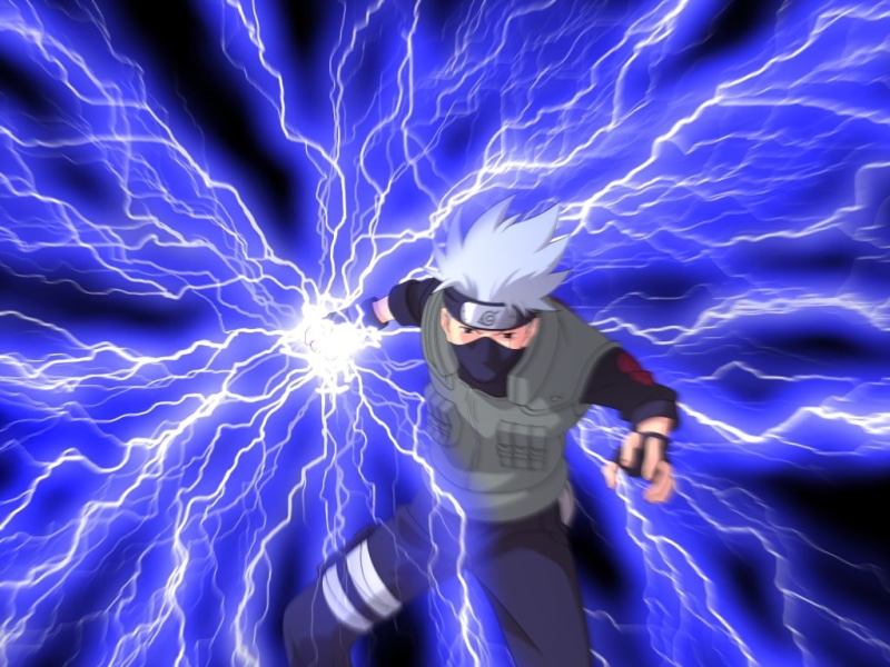 hd, Blue, 480P, art, chidori, anime, Black, Kakashi, naruto