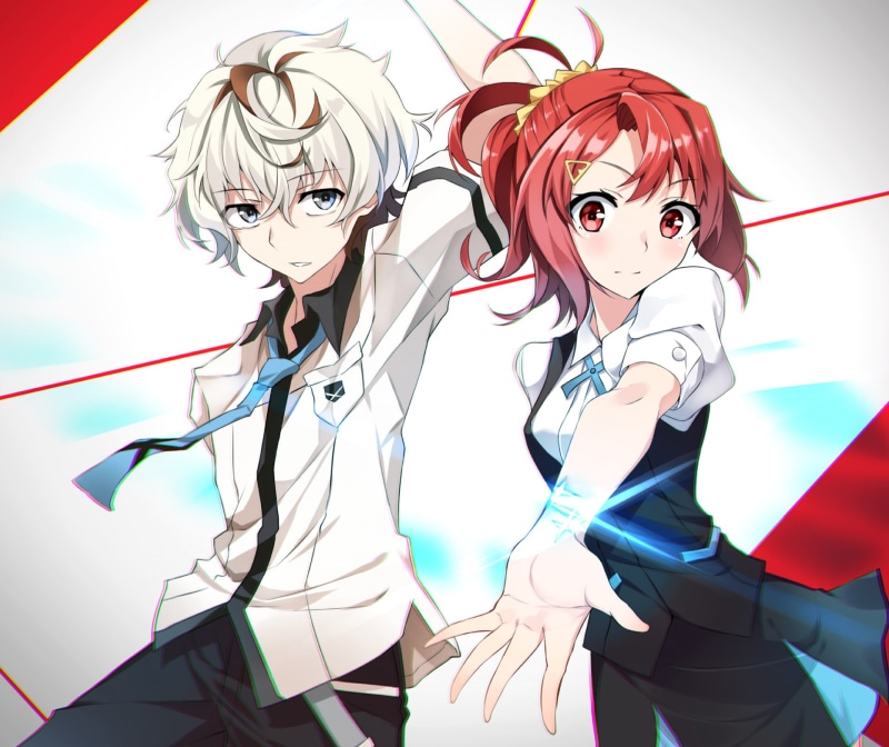 looking at camera, people, redhead, representation, kiznaiver, fashion, women, young adult, adult, two people, 1080P, emotion, holding, takashiro chidori