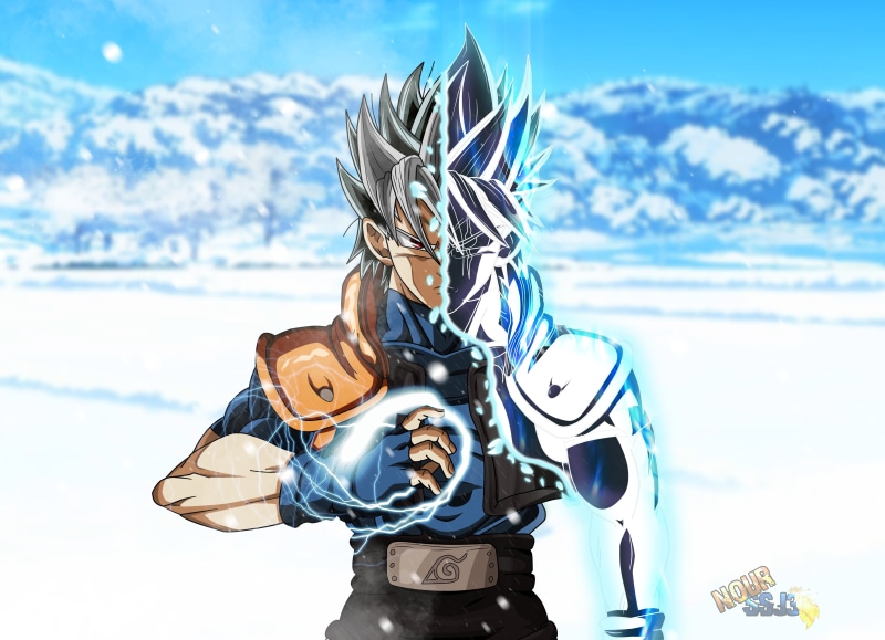 Naruto, Crossover, Kakashi Hatake, Dragon Ball Super, Goku, 5K, Ultra Instinct (Dragon Ball), Anime