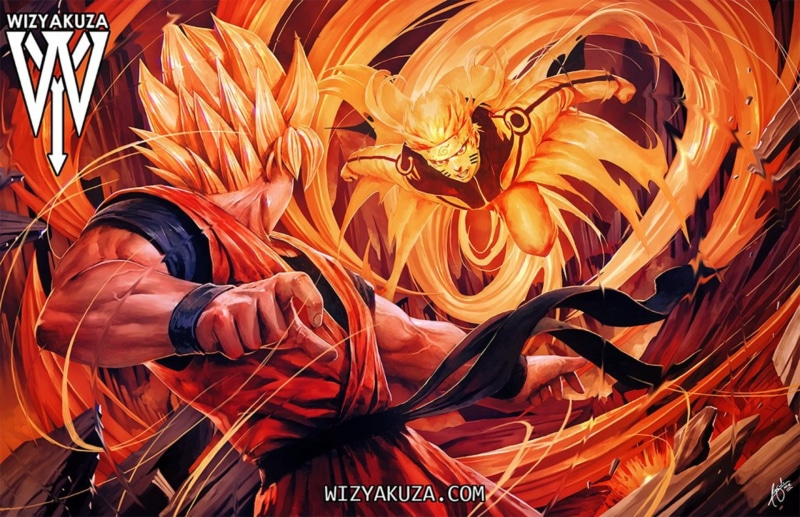 Dragon Ball Z, Naruto, Naruto Uzumaki, 1080P, Goku, Anime, Crossover