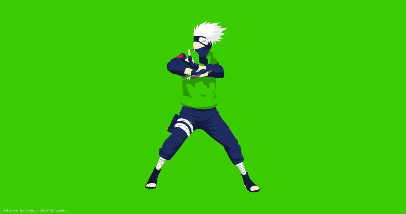 Anime, Minimalist, White Hair, Boy, Kakashi Hatake, 8K, Naruto