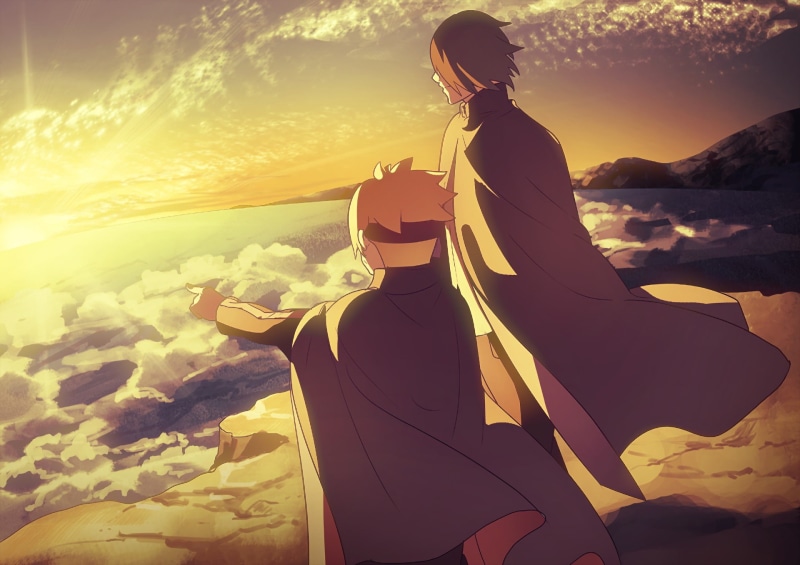 1080P, Boruto, Anime, two, Sasuke Uchiha, characters, illustration, Boruto Uzumaki