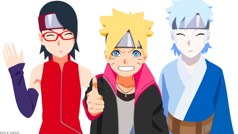 Sarada Uchiha, Boy, Girl, Naruto, 8K, Mitsuki (Naruto), Boruto Uzumaki, Minimalist, Boruto